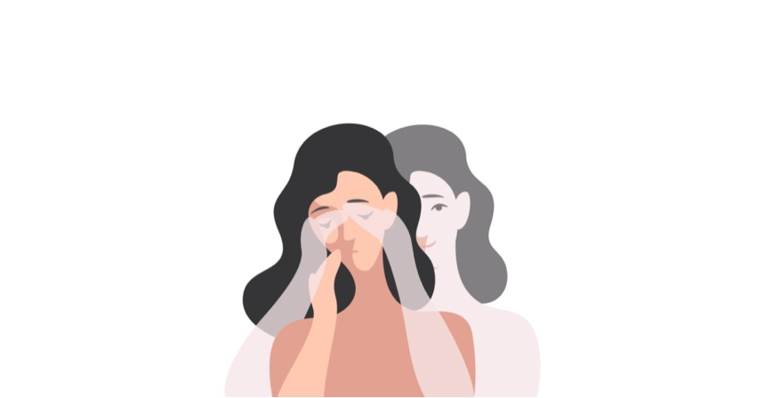 mujer con varios estados emocionales | Bienestar psicológico